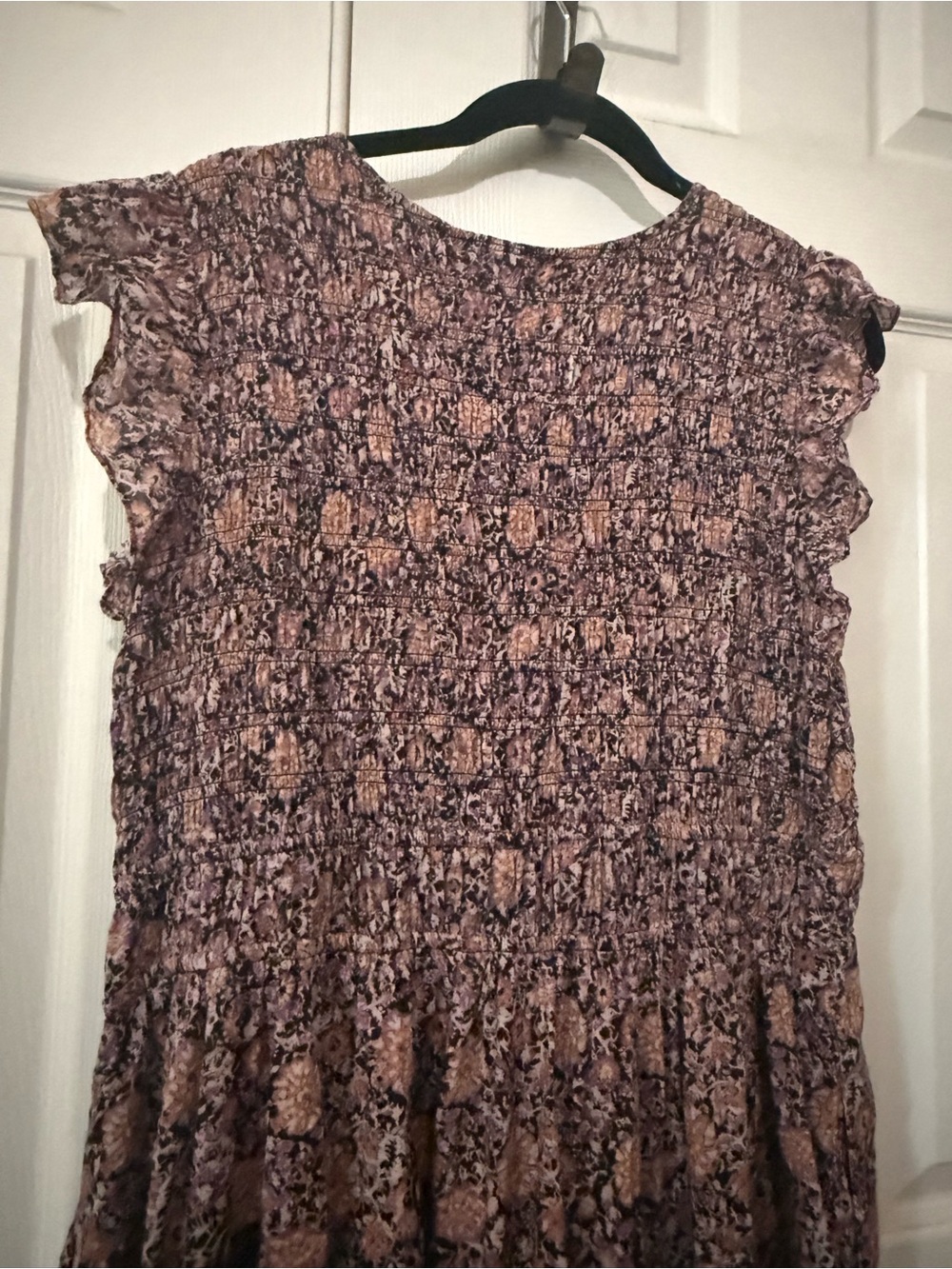 Anthropologie Ruched Floral Maxi Dress Size XL Boho Peasant - Picture 7 of 7